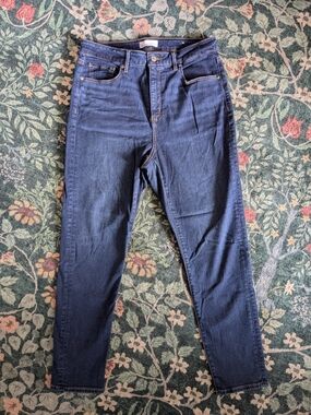 LOFT High-Rise Indigo Slim Taper Jeans